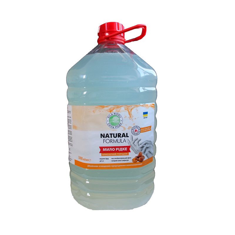 Мило рідке «Блискучий горішок» без фосфатів та сульфатів (без дозатора) 5л